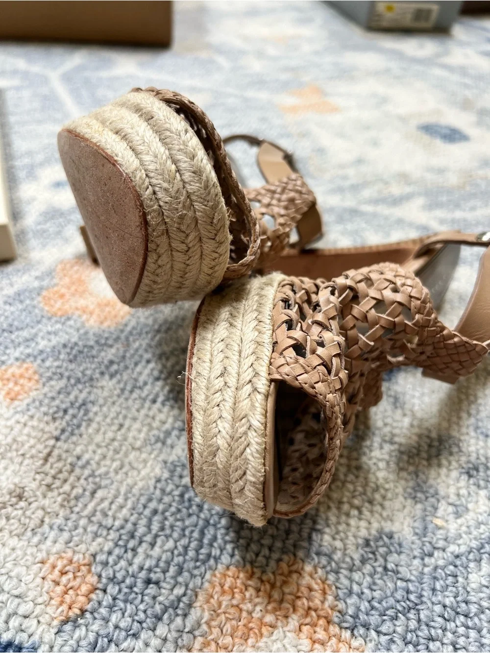 Coach Women's Tan Woven Leather heel Sandals